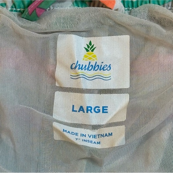 Chubbies Green Geometric Aztec Tribal Lined Swim Trunks Shorts 7" Inseam Men's L - Picture 3 of 6